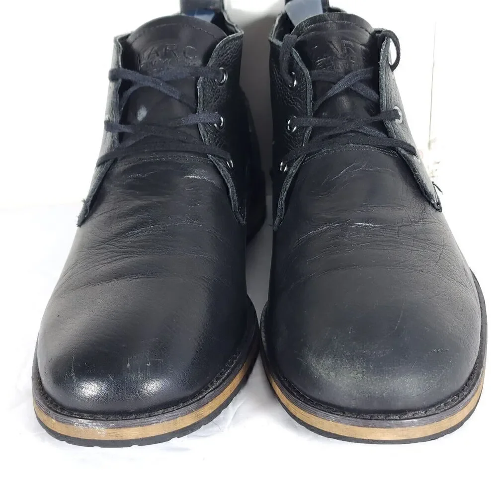 Andrew Marc Men's Nykanel US 11 Black Leather Lace-Up Ankle Chukka Boots